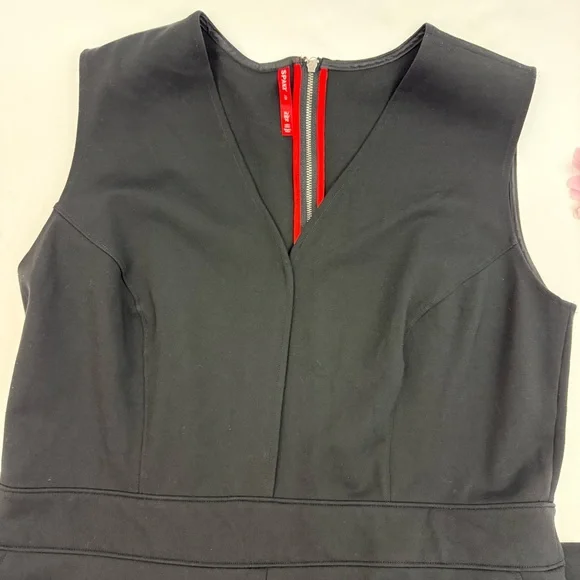 SPANX The Perfect Sleeveless Jumpsuit Ponte Knit Classic Black Flare Wide Leg